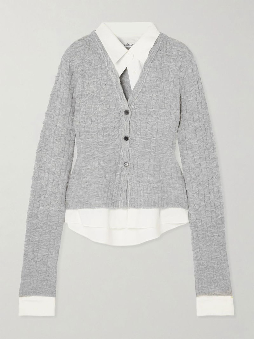 NWT - ACNE STUDIOS Layered Cotton-Poplin And Cable-Knit Cardigan